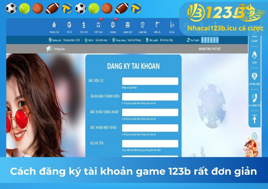 Cách đăng ký tài khoản game 123b rất đơn giản