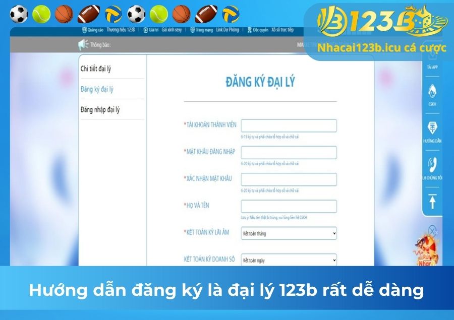 Hướng dẫn đăng ký là đại lý 123b rất dễ dàng